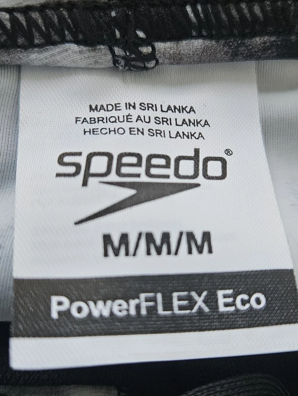 Speedo Size M PowerFlex Eco Black White Marbled Tie Dyed Boys Mens Swim Trunks